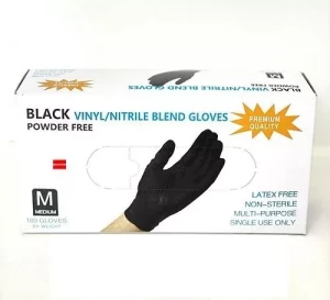 Перчатки нитриловые черные Black Nitrile Blend Gloves 100шт L 4869